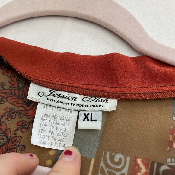 Vintage Jessica Ash Women’s Patchwork‎ Tunic Top Art To Wear Size XL Lagenlook - Picture 7 of 9